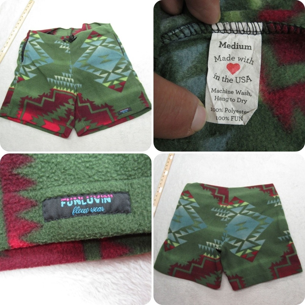 Fun Lovin Fleece Wear Shorts Unisex Medium Aztec Southwestern Fleece USA READ